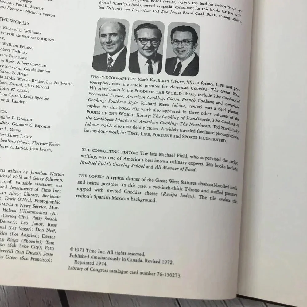 1971 vintage Time life Foods of the World AMERICAN COOKING Cookbook